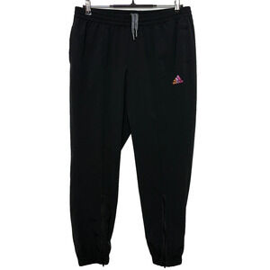 Adidas Joggers Mens Large Black Textured Primegreen Zip Ankle Pants Actual 32X26